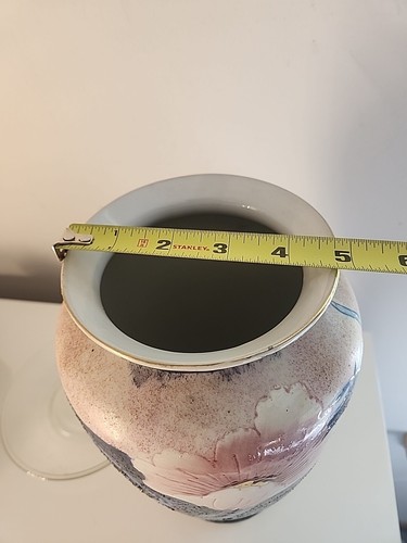 10" Vintage Black and Pink Textured Vase with Gold Accents With Stand - Picture 18 of 18