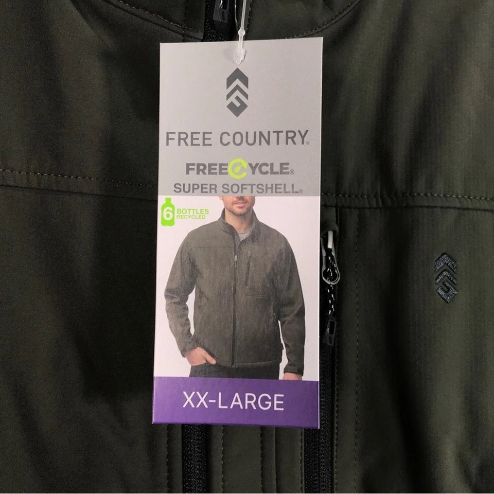 Free Country Soft Shell Zip Jacket, Men's Size XXL - Dark Olive Green - Image 3 of 4
