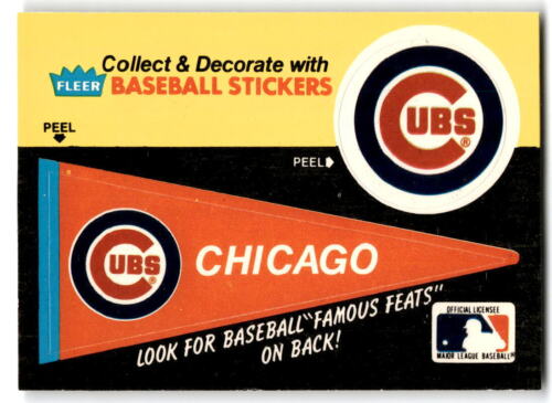 1986 Fleer #NNO Chicago Cubs Pennant VAR Red Rolfe Team Stickers
