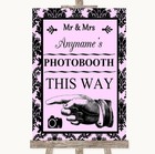 Baby Pink Damask Photobooth This Way Left Personalised Wedding Sign