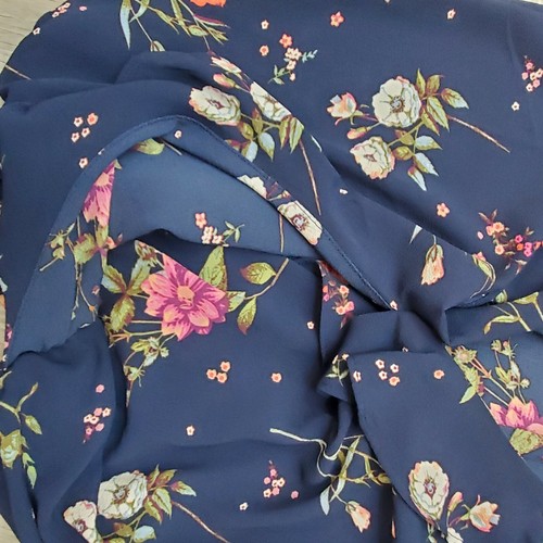 Moa Moa Womens Royal Blue Floral Dressy Off The Shoulder Top Blouse SZ L - Picture 6 of 11