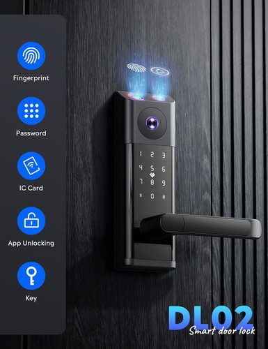 Video Smart Lock with Camera & Doorbell & Handle Fingerprint Keyless Entry Lock - Picture 3 of 12