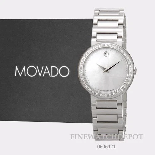 Authentic Movado Women s Concerto Diamond Mother of Pearl Dial Watch 0606421