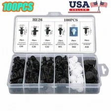 100pc + w/Box Bumper Clips Auto Car Hole Plastic Rivets Fastener Fender Push Pin