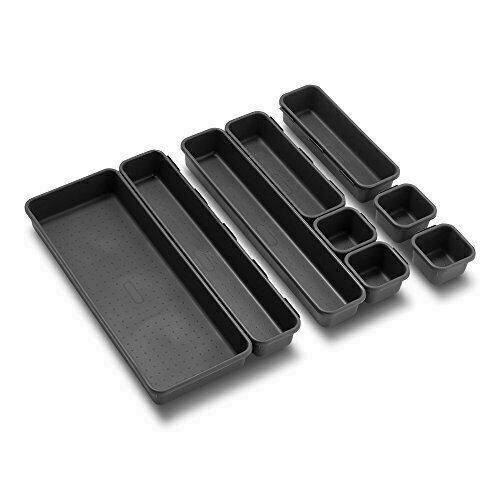 New 9 Piece Set Storage Interlocking Bin Bins Drawer Organizer
