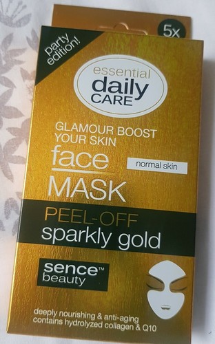 5 Sachets in pack Sparkly Gold Peel Off Face Mask Hydrolyzed Collagen & Q10