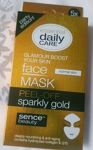 5 Sachets in pack Sparkly Gold Peel Off Face Mask Hydrolyzed Collagen & Q10 - Picture 1 of 2