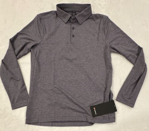 lululemon Evolution Long-Sleeve Polo HNFL Shirt Size M Heather Night Slim Fit