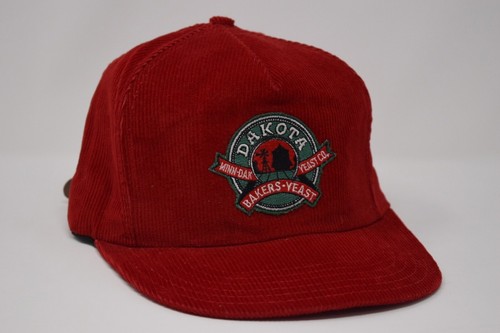 Vintage Patch Hat Five Panel Dakota Bakers Yeast Red Corduroy Made in USA - Picture 1 of 11