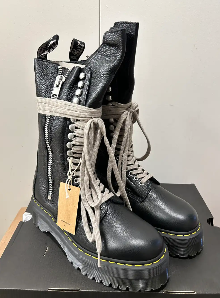 Dr. Martens 1918 Quad Leather Sole Calf Length Boot Rick Dr. Martens 1918 Quad Leather Sole Calf Length Boot Rick