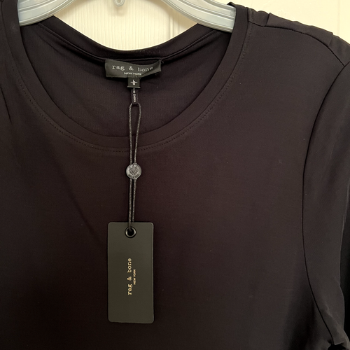 Rag & Bone Women's Black Jersey Stretch Poppy Draped Mini Dress Sz M Bodycon - Picture 10 of 10