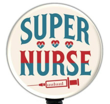 Super Nurse Retractable Badge Reel, LPN RN CNA ID Badge Clip Holder - 6388
