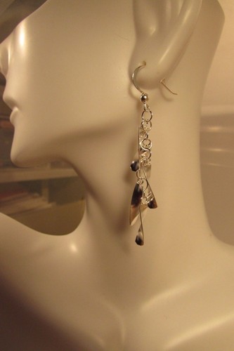 Sterling Silber Ohrringe, Haken Ohrringe, Nacht Ohrringe, Ausgehen Ohrringe - Bild 5 von 5