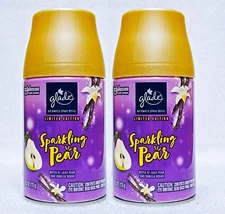 2 Glade SPARKLING PEAR Automatic Spray Refill Air Freshener 6.2 oz