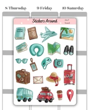 Travel Decorative Planner Sticker Sheet, Journaling Sticker, Scrapbooking