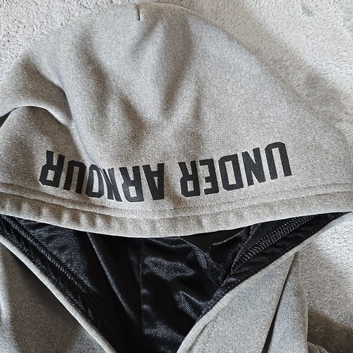 Under Armor Storm Sweatshirt Boys Large Gray Hooded Kangaroo Pocket Chest Logo - Picture 3 of 8