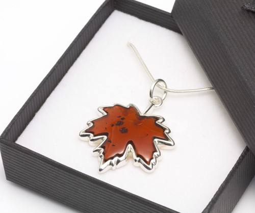 NATURAL BALTIC AMBER STERLING SILVER 925 PENDANT Leaf CHAIN NECKLACE Certified - Picture 9 of 12