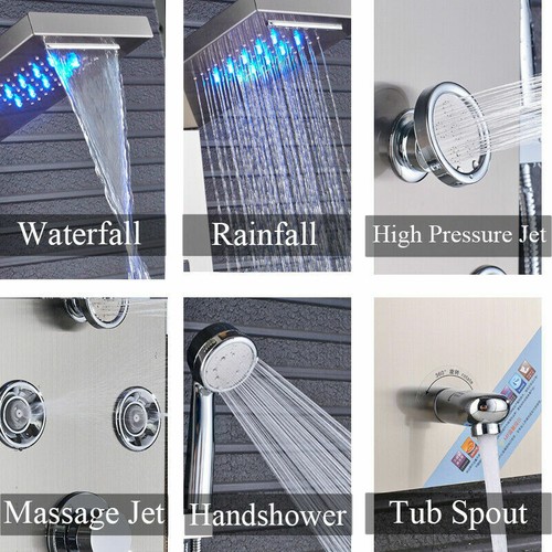 Edelstahl Duschpaneel Duschset Wasserfall Regendusche Massage Duscharmatur - Bild 7 von 74