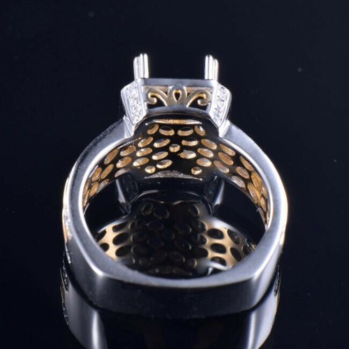 Vinatge Emerald Cut 9×7mm Natural Diamond Euro Style Ring Semi Mounting 14K Gold - Picture 7 of 8