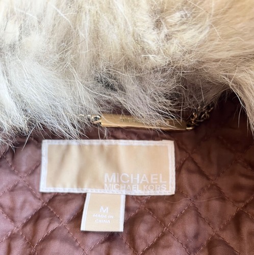 MICHAEL KORS Brown Leather Real Coyote USA Fur Collar Jacket Sz M BEAUTIFUL! - Picture 8 of 11