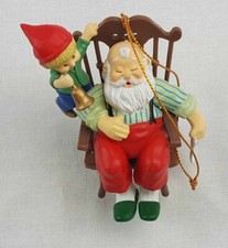 Traditions Collectible Gift Ornament Santa with Elf in Rocking Chair