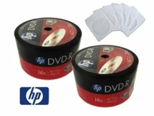 200 HP Blank DVD-R DVDR Logo Branded 16X Media Disc+200 PREMIUM Paper Sleeves