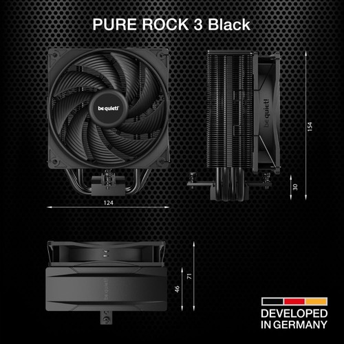 Pure Rock 3 Black Air Cooler | 190W TDP | Intel & AMD Compatible | Quiet Design - Picture 9 of 9