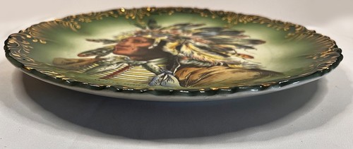 Native American Porträt antike Wandplatte des Häuptlings weißes Pferd - Bild 3 von 10