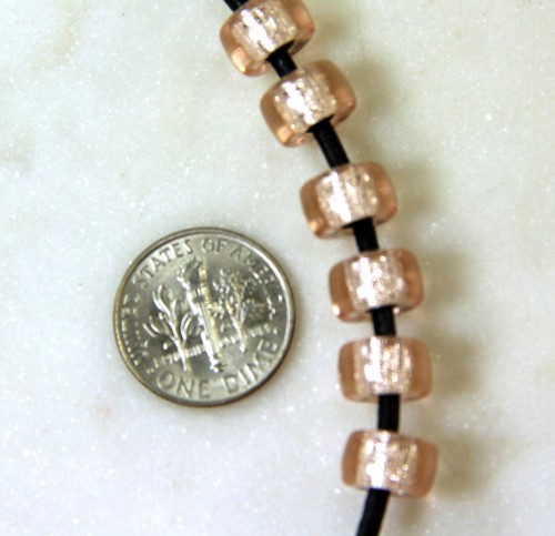 Pony, Roller Beads, 9mm, 3.5mm Hole, Pink w/Silver Lining, 20 Pcs, 139 - Picture 2 of 3