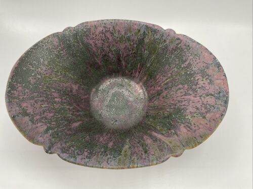 Roseville Carnelian II Red Green Arts And Crafts Earthenware Pottery Bowl - Picture 3 of 5