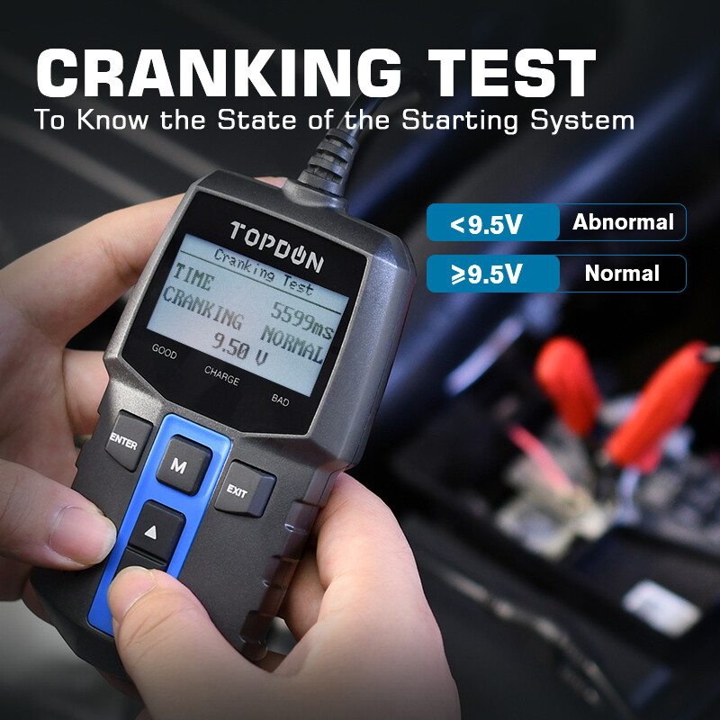 TOPDON BT100 Tester akumulatorów samochodowych Cyfrowe urządzenie testujące akumulatory Tester baterii Tester 12V - Zdjęcie 4 z 12