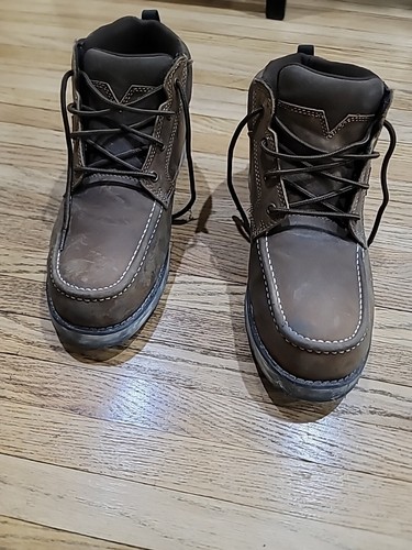 SKECHERS Work Boot Men 11 Kadmiel Kaed Steel Toe Leather 200079 CDB Dark Brown - Picture 2 of 8