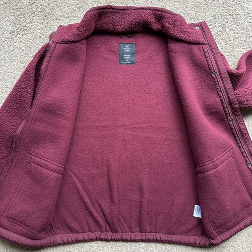 Members Mark Jacke Damen XS Sherpa Fleece Full Zip weinrot rot Taschen Mock - Bild 3 von 13
