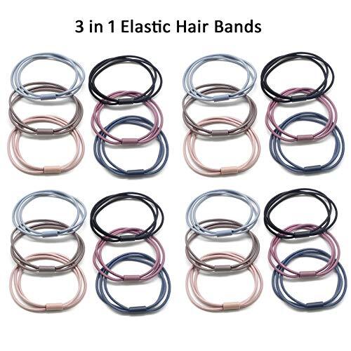 50 Pcs Hair Elastics,3 in 1 ponytail ties,Elastic Hair Bands,Girls Ponytail - Picture 5 of 6