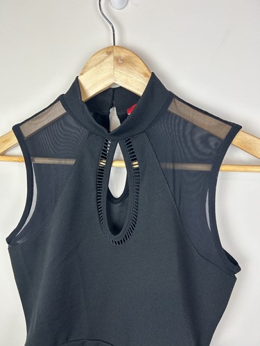 Guess Women’s Keyhole Singlet Tank Top Size XS Black Sleeveless Sheer Panel - Picture 3 of 10