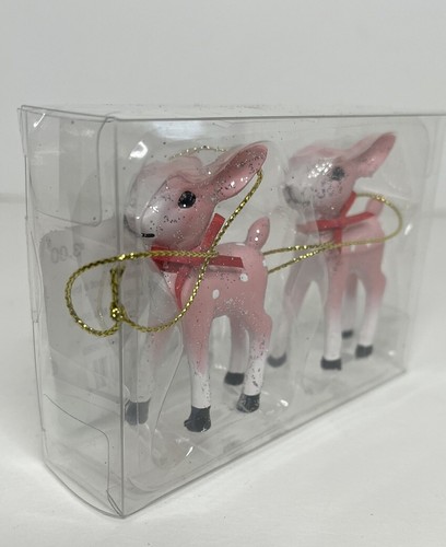 Target Wondershop Retro Small Pink deer Fawn Christmas Ornament 2024 Set Of 2 - Picture 2 of 6