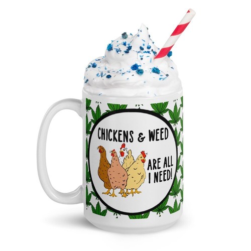 420 Chickens and Weed Mug 15 oz Funny Stoner Coffee Cup Gift - Picture 19 of 24