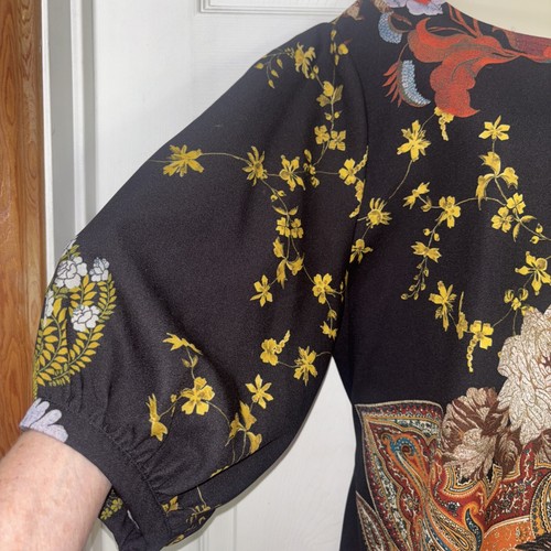 Bryn Walker Cara Shirt Top Blouse XL Floral Paisley Tie Back 3/4 Puff Sleeve - Picture 3 of 10