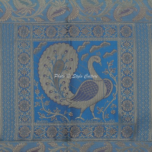 Ethnic Jacquard Table Runner Brocade Turquoise Peacock Long Dining Tablecloth - Picture 5 of 7