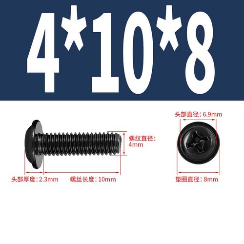 Flanged Button Head Screws Phillips Black Zinc Screw Bolts M2 M2.5 M3 M4 M5 - Picture 28 of 35