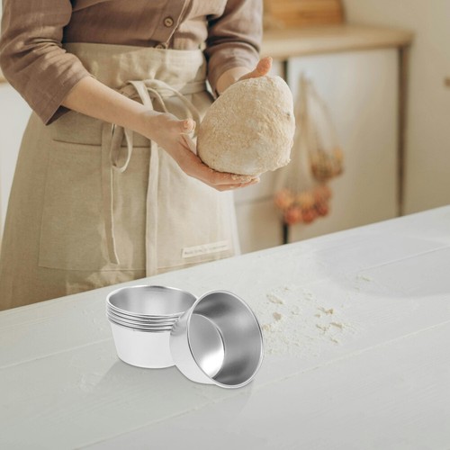 6 Pezzi Rivestimento Antiaderente Budino Tazza Cupcake Coppe da Forno Mini Rotondo Dessert - Foto 3 di 12