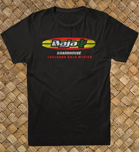 Retro Surf Shop T Shirt 100% Cotton Vtg Art Baja Boardhouse Ensenada Baja Mexico - Picture 3 of 9
