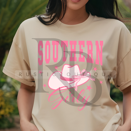 Southern Girly T-Shirt Western Cow Girl Hat Tee Coquette Tee - 第 4/4 張圖片