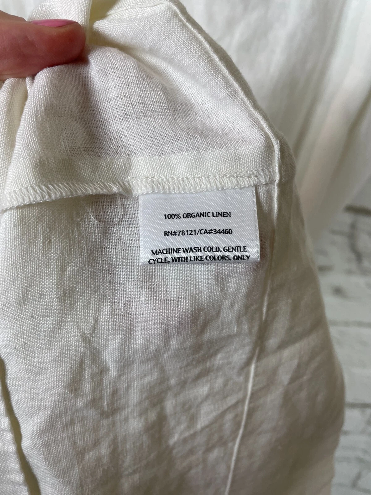 OFF WHITE Abito donna Eileen Fisher bianco sporco senza maniche in lino taglia Petite Large NUOVO