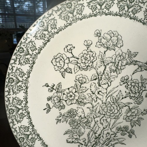 Royal China Green & White Serving Plate Bird & Flowers 12" #N 52 W/ Beauty Marks - Picture 4 of 13