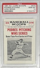 PSA 10 1961 Nu-Card Scoops   Johnny Podres Pitching Wins Series  # 474 POP 5
