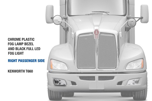 Chrome Plastic Fog Bezel and Black Full LED Fog Light Right Side Kenworth T660 - Bild 3 von 9