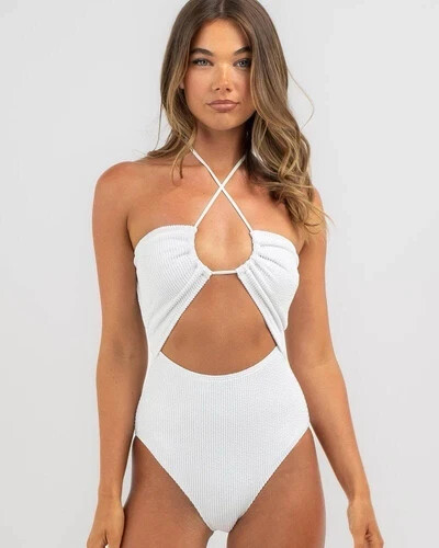 Traje de baño Billabong Summer High Drew de una pieza XSmall blanco PVP $139 natación verano - Imagen 5 de 7