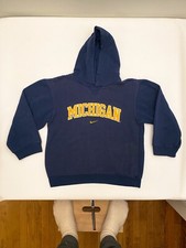 Vintage Nike Michigan Wolverines Center Check Swoosh Hoodie Sweatshirt Kid Small
