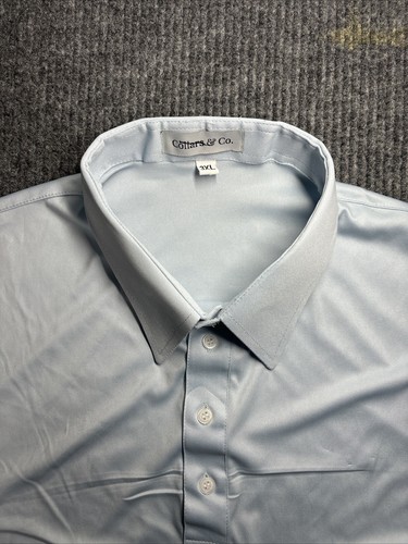 NWOT Collars and Co Collar Polo Golf Shirt Mens 3 XL Light Blue Solid Flat